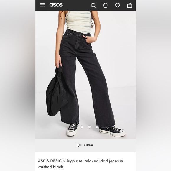 ASOS Design High Rise ‘Relaxed’ Dad Jean in Washed Black (Size W28 L32) - Picture 2 of 3